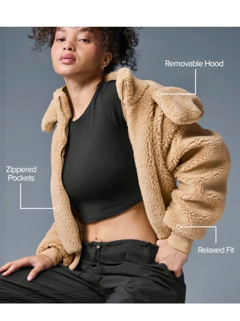 NEW ALO YOGA FOXY SHERPA JACKET REMOVABLE HOOD